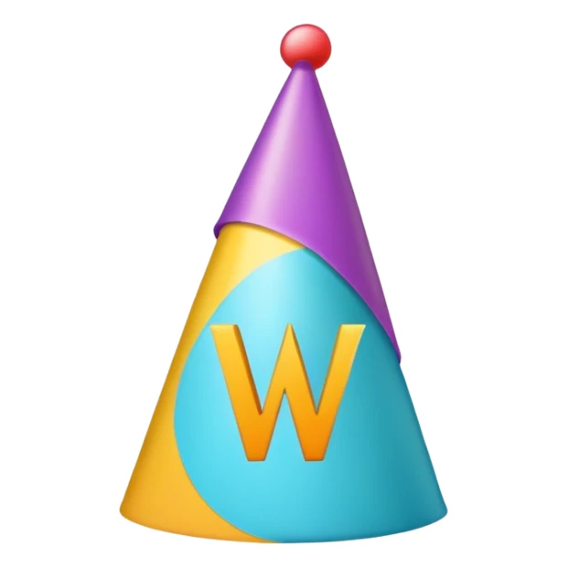 The letter W with a party hat on sticker
