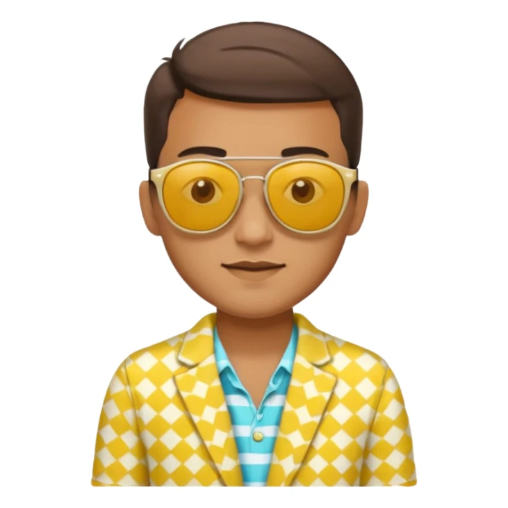 fotographer with yellow paterned summer clothes and sun glasses sticker