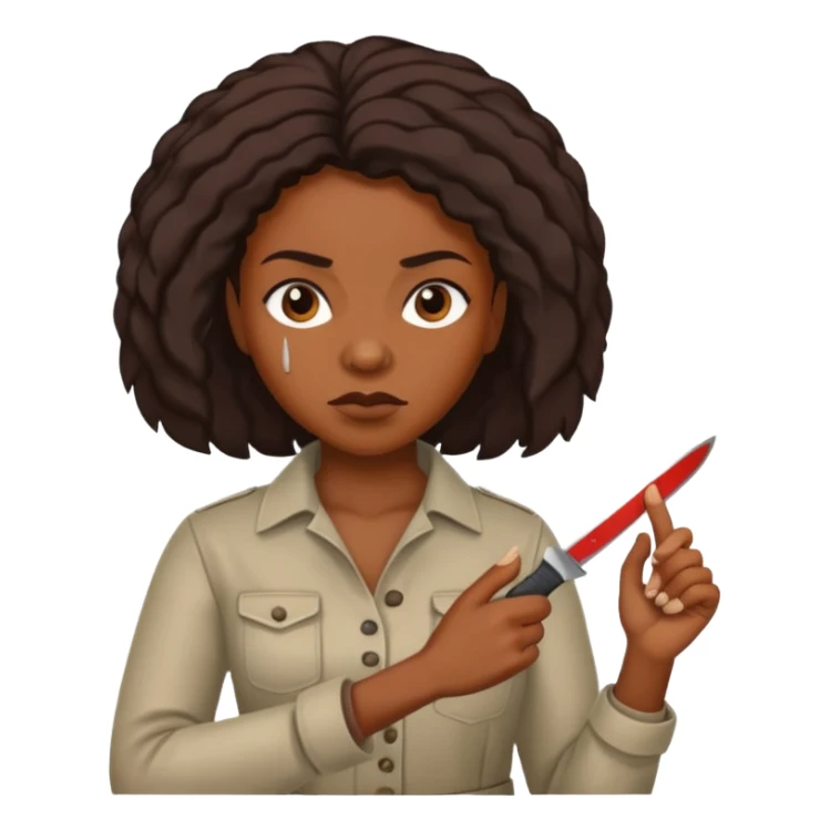 Black woman holding knife sticker