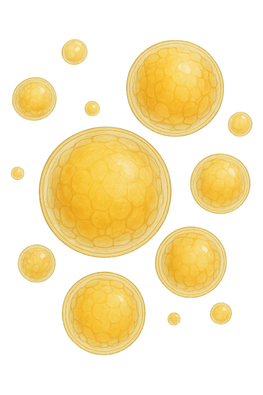 CELLULE DI GRASSO GIALLE FLUTTUANO IN ARIA sticker