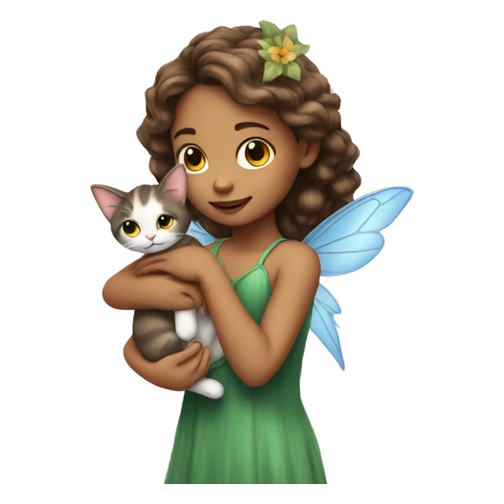 Fairy girl holding a kitty  sticker