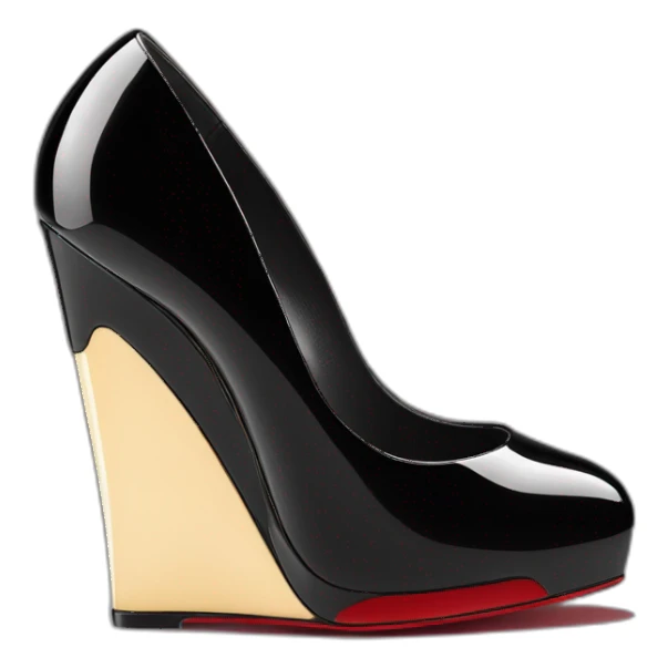 One WEDGE heel LOUBOUTIN black PATENT sticker