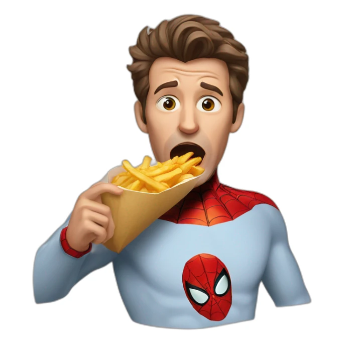 Spider-Man Peter B stuffing fries in mouth sticker