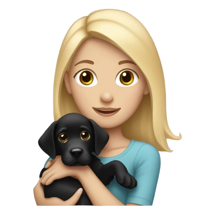 Blonde girl with black lab puppy sticker
