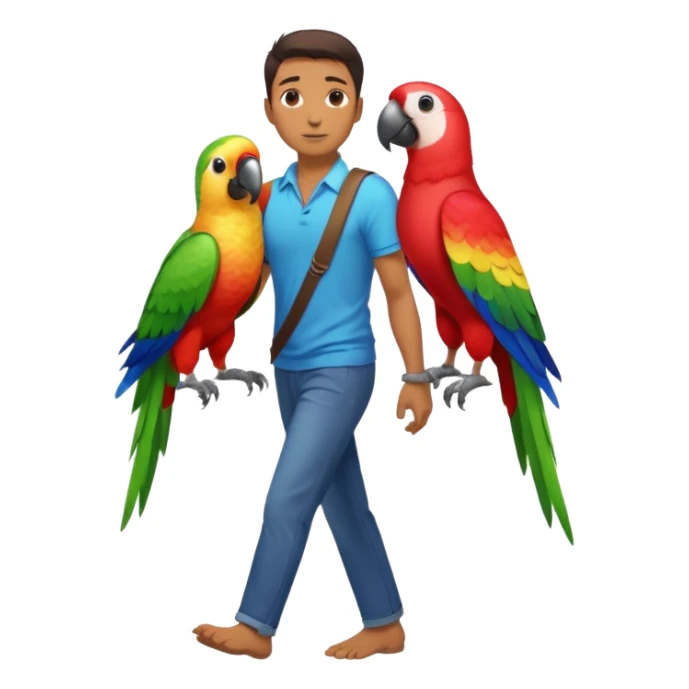 Walker + parrot on shoulder, Pet Walkers, Full body with walk pose sticker