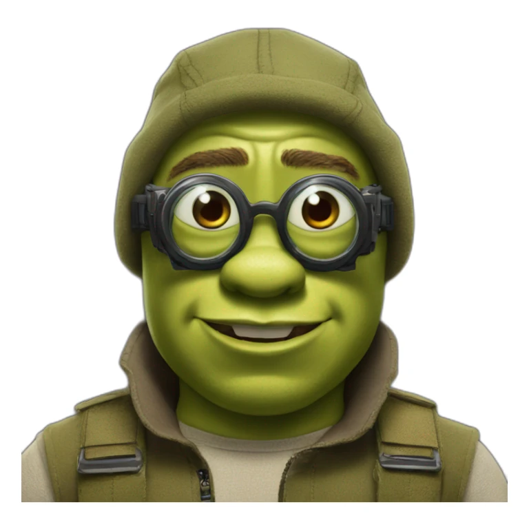Shrek dressed in C.P. Company with lenses sticker