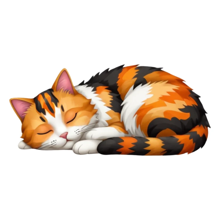 full body colourful light patched calico tabby cat sleeping sticker