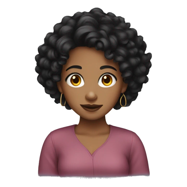 girl with dark short curly hair and hoop earrings sticker