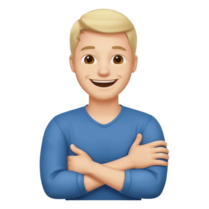 Arms crossed holding neck laughing guy  sticker