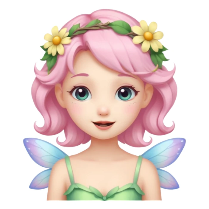 cute pastel fairy girl flower head decoration wink sticker