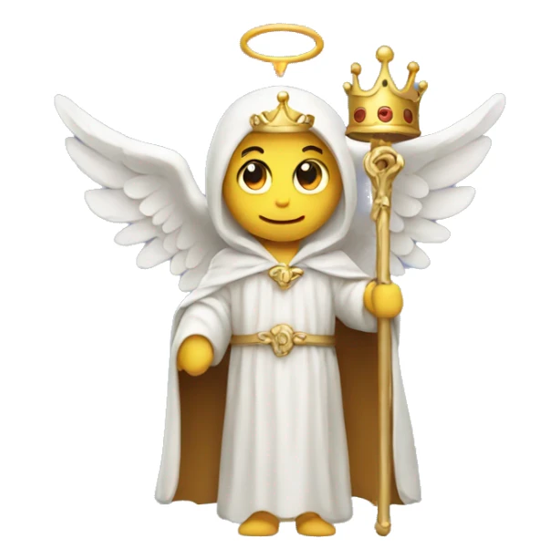 angel in robes holding a crown and a flail sticker