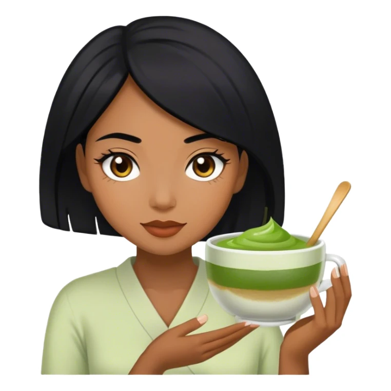 Woman black hair with Matcha  sticker
