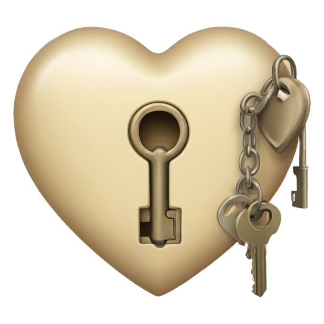 vintage beige heart-shaped lock and key sticker