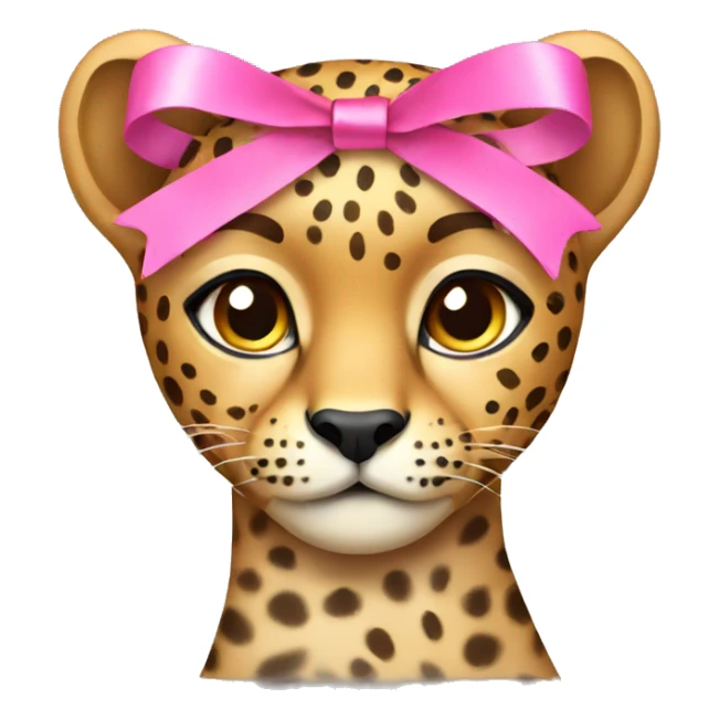 cheetah with a pink ribbon on its head sticker