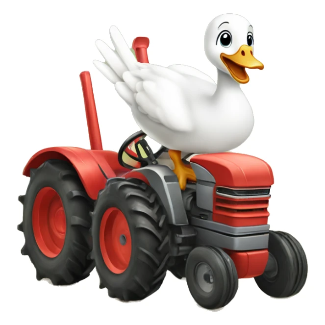 A baby goose driving a tractor ￼ sticker