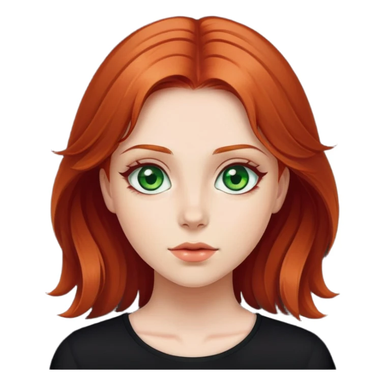 Cherry haired green-eyed girl in a black shirt sticker