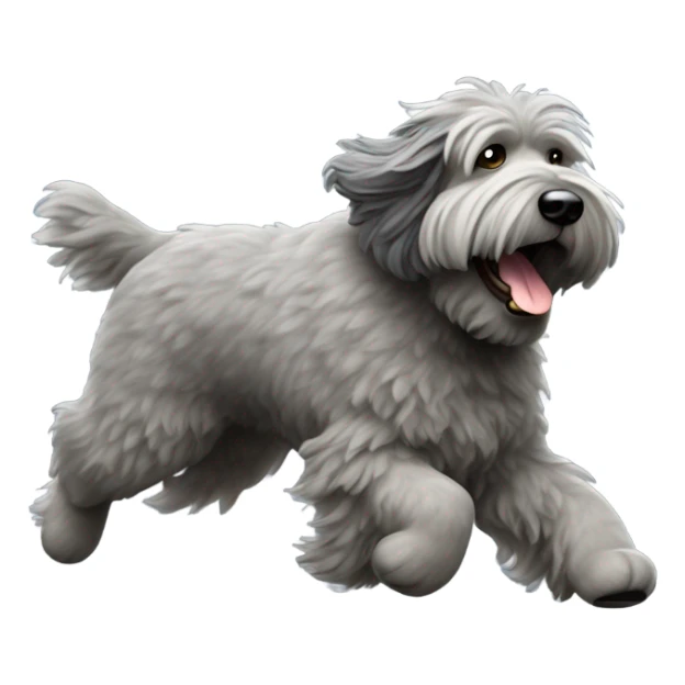 Gray Bouvier des Flanders running toward me sticker