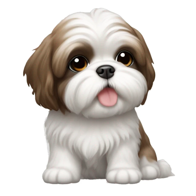 white and brown Shih tzu puppy sticker