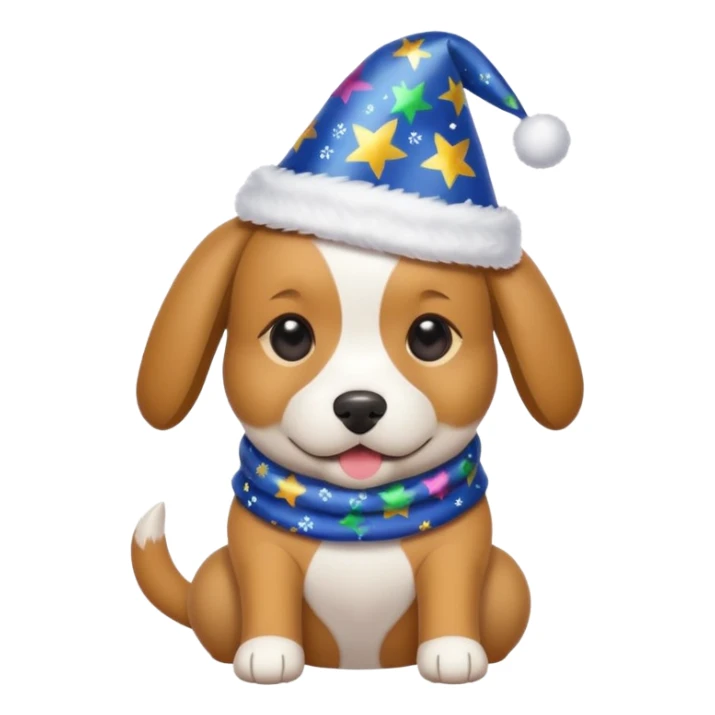 Dog in new yaer hat wrapped paper new yaer  sticker