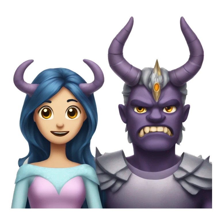 a princess and a monster with horns sticker