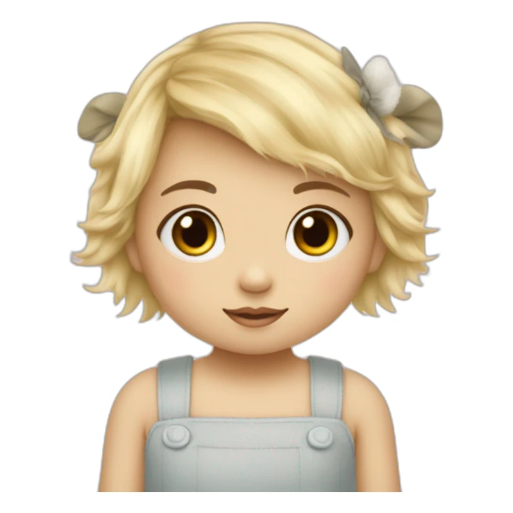 bébé fille blonde décoiffée avec une peluche Totoro  sticker