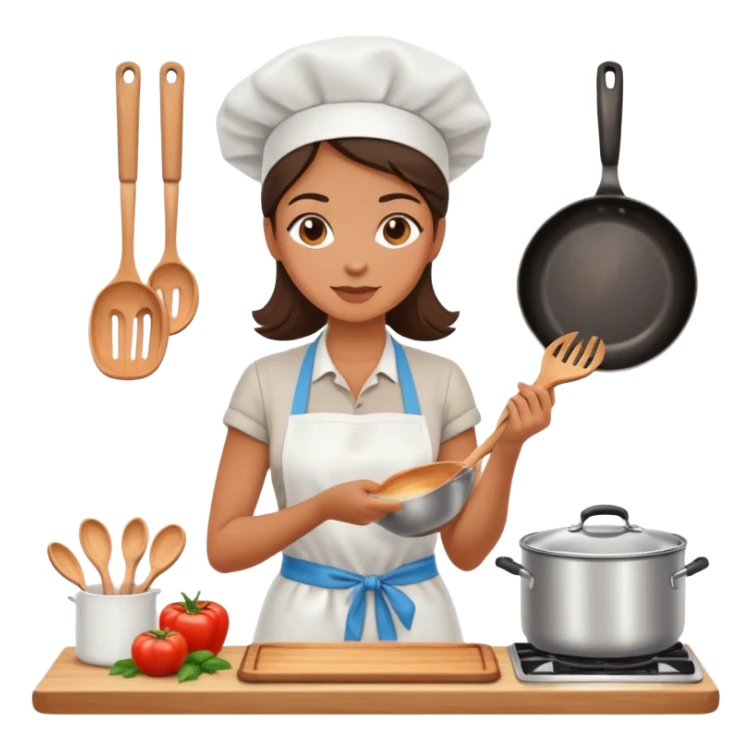 woman in kitchen cooking sticker
