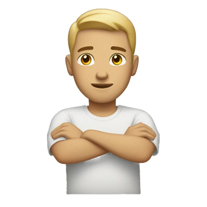 a guy with a short haircut and light skin, bowing with his hands forward sticker