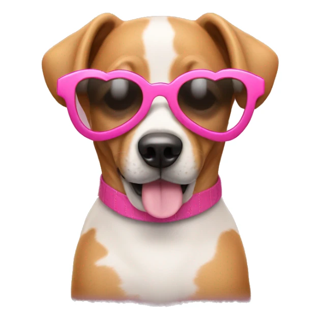 Dog wearing pink heart sunglasses sticker
