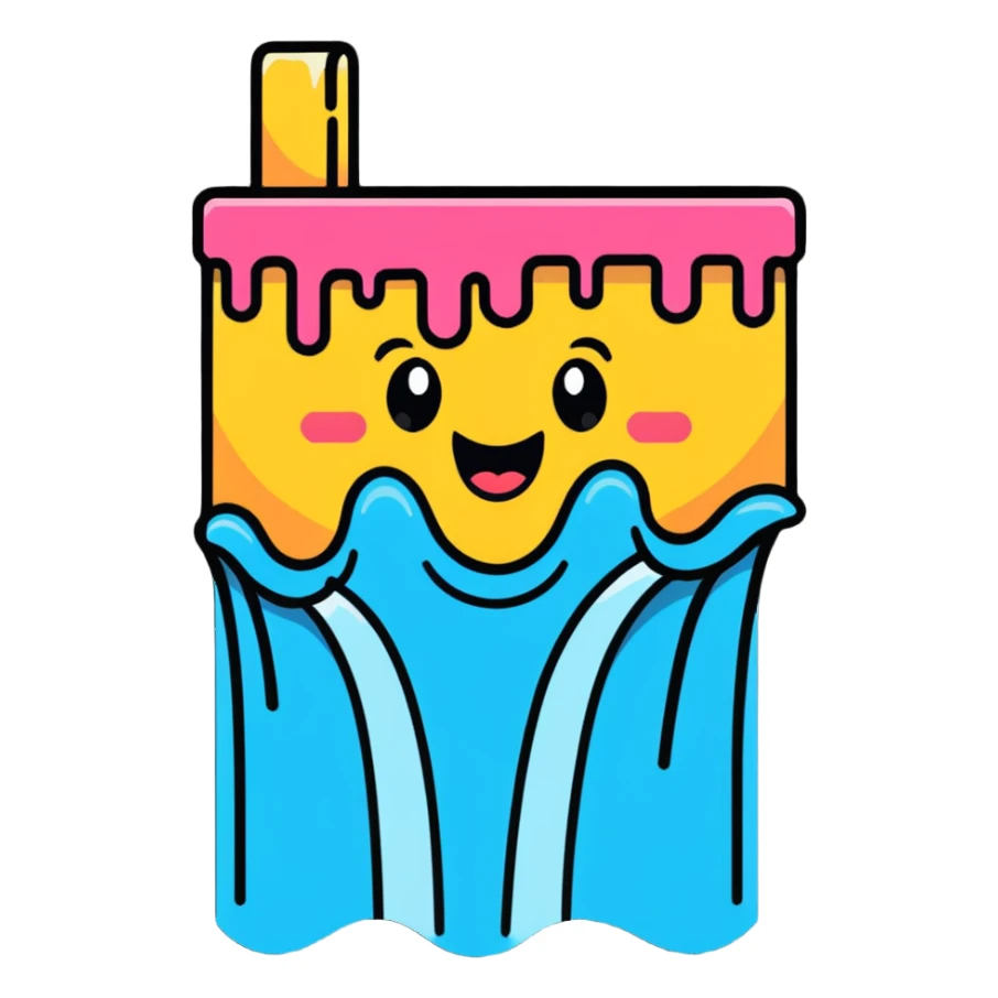 Crying laughing Emoji with pink waterfall tears sticker