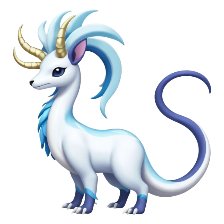 Shiny Glossy Pastel Light Divine Snaky Beautiful Floral Snowy Pretty Absol-Amaura-Suicune-Cobalion-fusion, full body sticker
