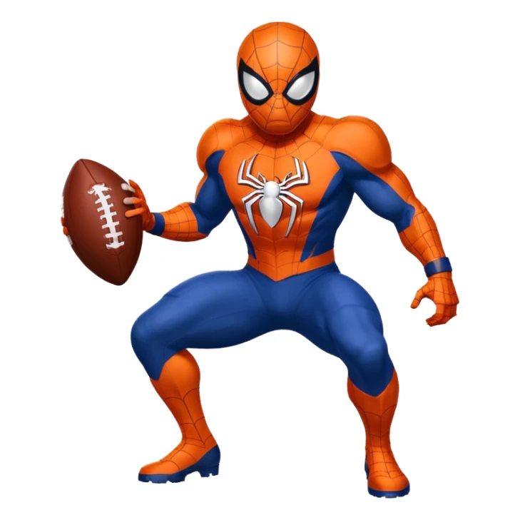 Spider-Man wearing a Denver Broncos football uniform sticker