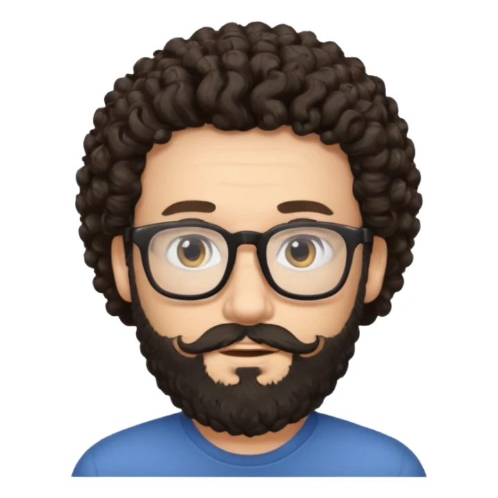 white man with glasses and curly black beard sticker