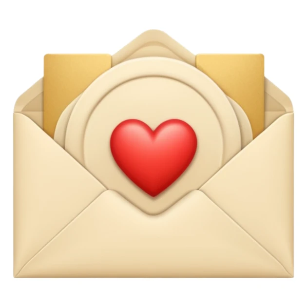 Cream-colored Letter Envelope with a heart creamy color in the middle sticker