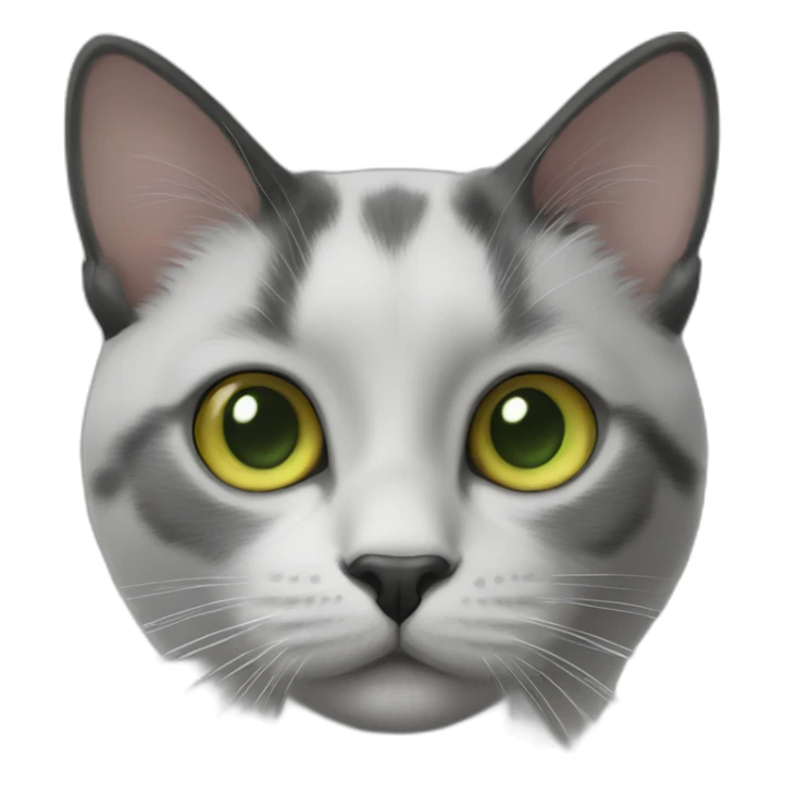 Black and white cat black face, white chin yellow green eyes sticker
