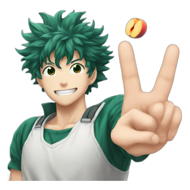 Izuku midoriya doing peach sign sticker
