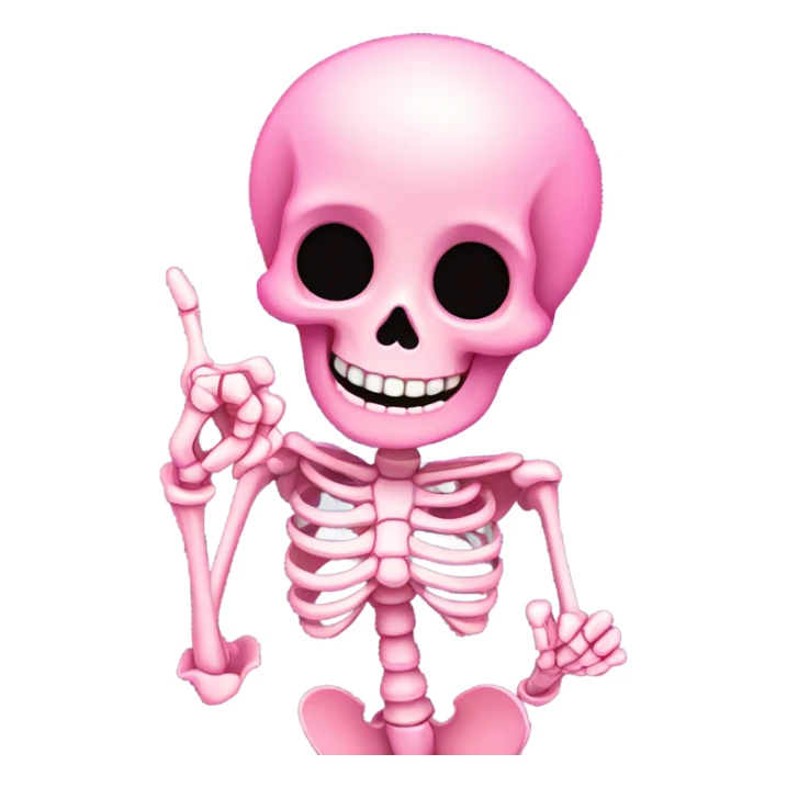 Cute pink skeleton giving the middle finger sticker