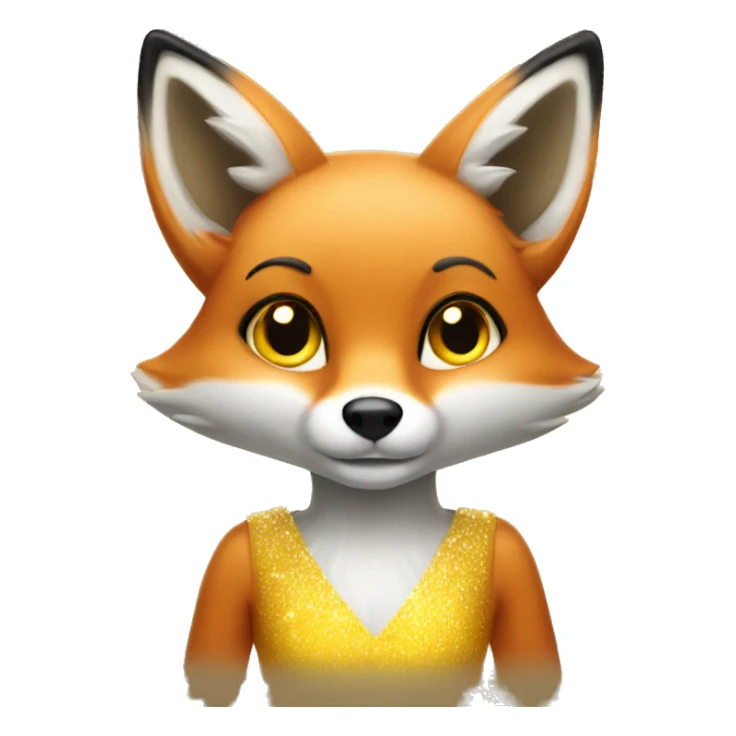 Red Fox wearing yellow sparkling dress sticker