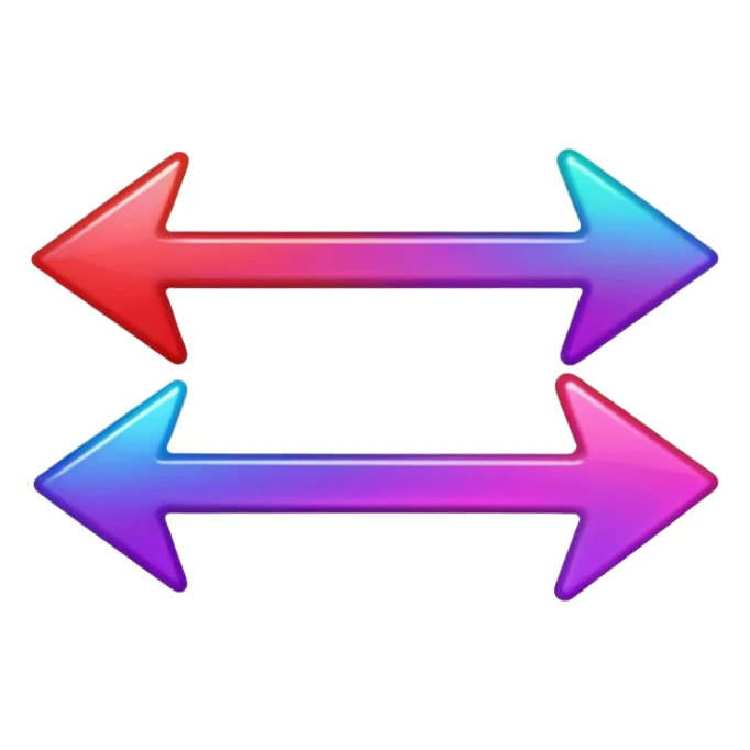 color gradient between red and purple glitter arrow right sticker