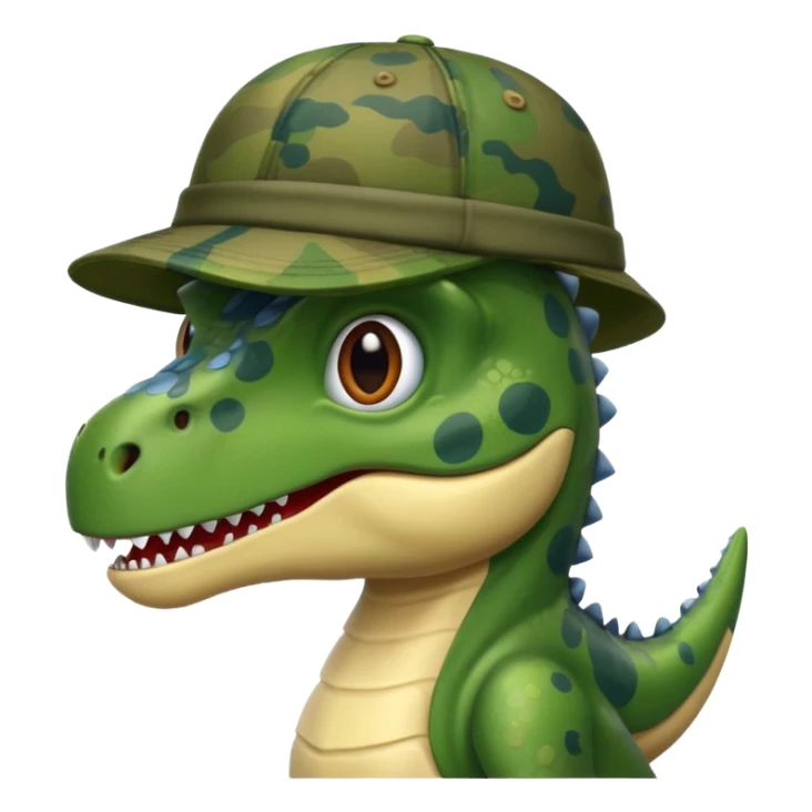dinosaurio con sombrero camuflajeado sticker