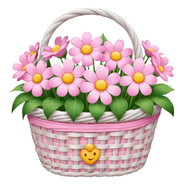 Pink flowers in a white basket sticker