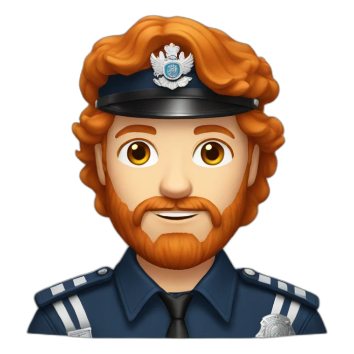 Russian police officer redhead with beard   sticker