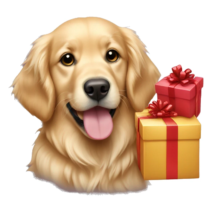 golden retriever and gifts sticker