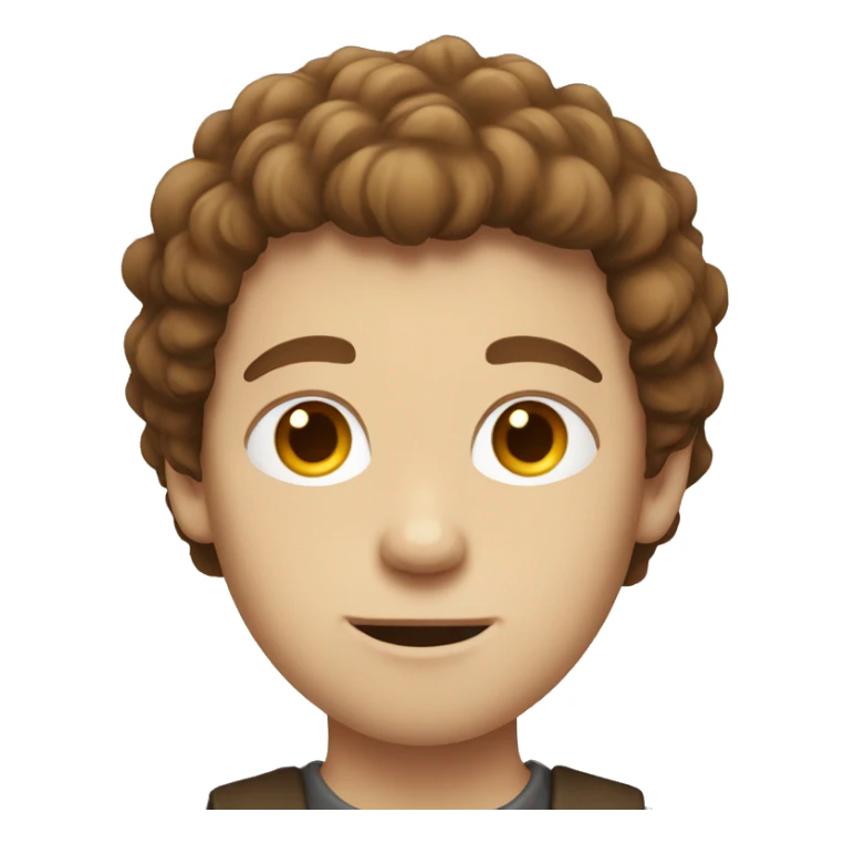 White Boy with brown fluffy hair sticker