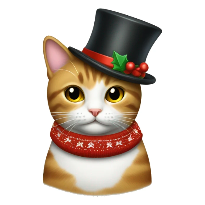 Cat wearing Christmas sweater and top hat  sticker