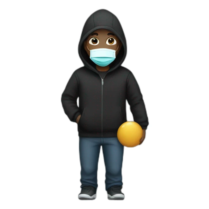 Man with medical mask and black hoody sticker