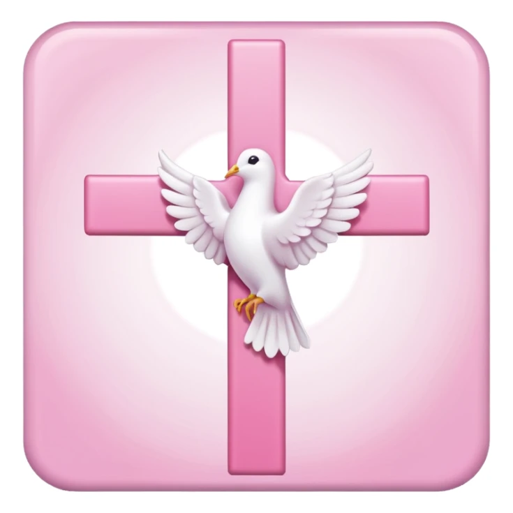 Pink and white simple cross with a dove outline sticker