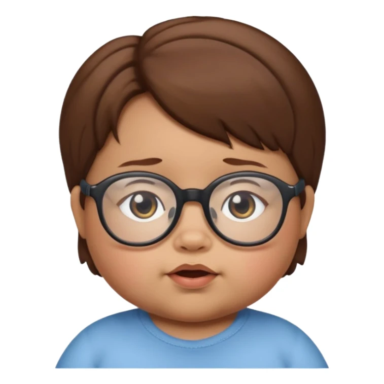 Fat baby with glasses and brown hair sticker