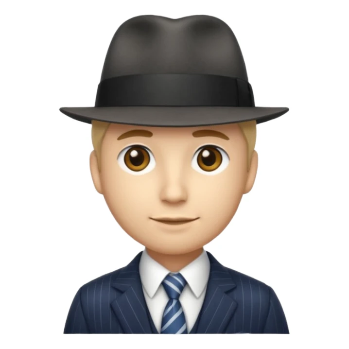 Hazme un emoji de una persona que esté vestida como un gánster  sticker