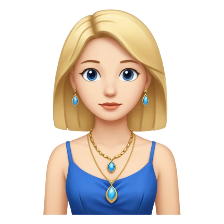 woman with blue dress and necklace sticker