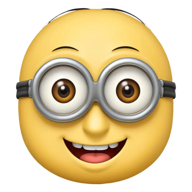 minion face emoji, playful and friendly, big smile, one eye sticker